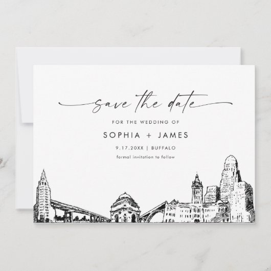 Buffalo Skyline Bruiloft Save the Date Kaart (Voorkant)