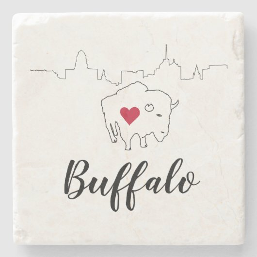 Buffalo Skyline Illustratie Stenen Onderzetter (Voorkant)