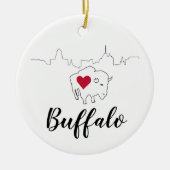 Buffalo Skyline Illustration Art Keramisch Ornament (Voorkant)