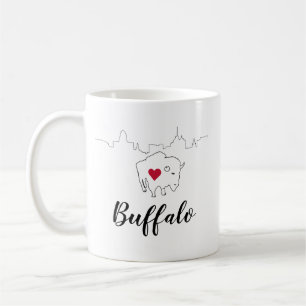 Buffalo Skyline Illustration Coffee Mok