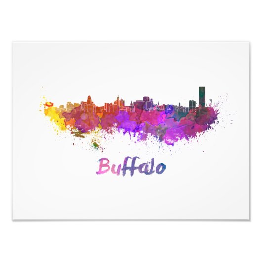 Buffalo skyline in watercolor foto afdruk (Voorkant)