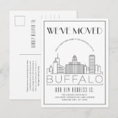 Buffalo Skyline Modern Deco | Adres Gewijzigd Aankondigingskaart (Voorkant / Achterkant)