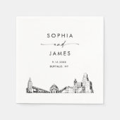 Buffalo Skyline Moderne bruiloft cocktail Servet (Voorkant)