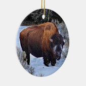 Buffalo Sneeuwfoto Keramisch Ornament (Rechts)