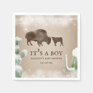 Buffalo Snow Desert Cactus Boy Baby shower servett Servet