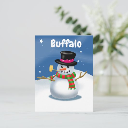 Buffalo Snowman Briefkaart (Staand voorkant)
