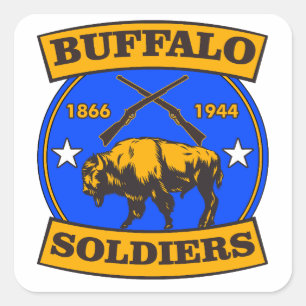 BUFFALO SOLDATEN BURGEROORLOG LOGO VIERKANTE STICKER