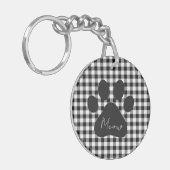 Buffalo Speld afdrukken Zwart wit Meow Klassiek Sleutelhanger (Voorkant Links)