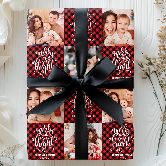 Buffalo-speldenmakerij en heldere kerstfoto cadeaupapier