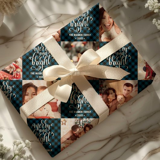 Buffalo-speldenmakerij en heldere kerstfoto cadeaupapier