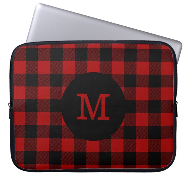 Buffalo speldenmonogram laptop sleeve (Voorkant)