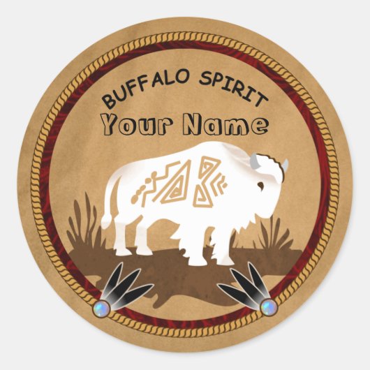 Buffalo Spirit Ronde Sticker (Voorkant)
