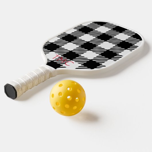 Buffalo Spond Black White Red Initialen Sports Pickleball Paddle (Laag 2)
