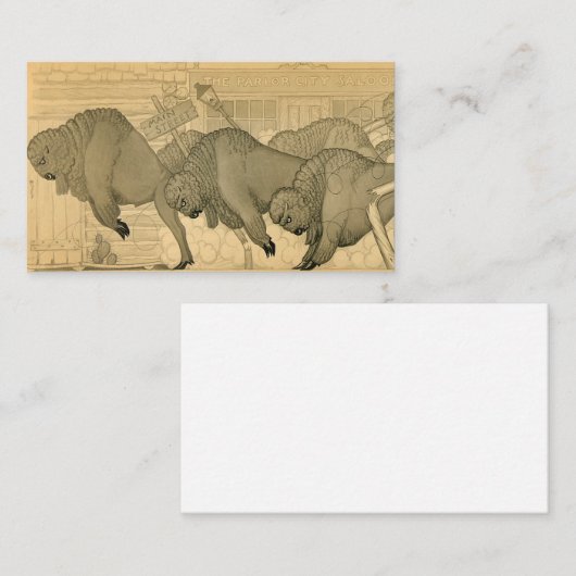 Buffalo Stampede, Savage Iowa, 1923 by Grant Wood Visitekaartje (Voorkant / Achterkant)