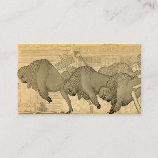 Buffalo Stampede, Savage Iowa, 1923 by Grant Wood Visitekaartje (Voorkant)
