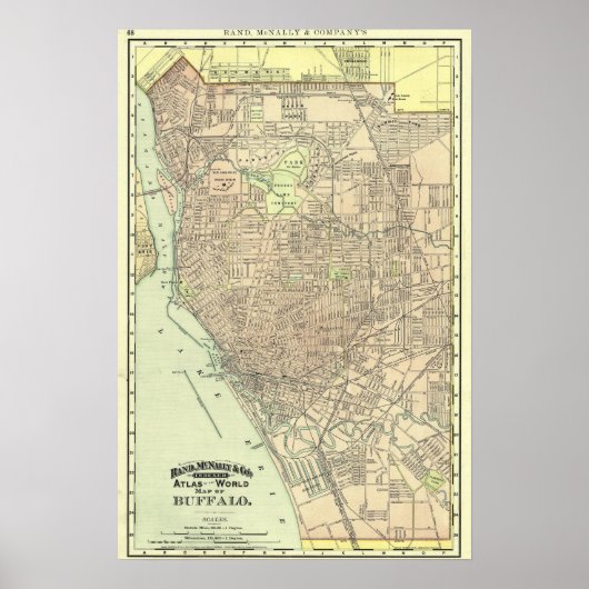 Buffalo Street Map, 1892 Poster (Voorkant)