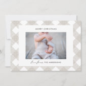 Buffalo tartan modern natuurlijk 1 fotoKerstmis Feestdagenkaart (Voorkant)