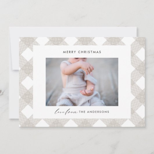 Buffalo tartan modern natuurlijk 1 fotoKerstmis Feestdagenkaart (Voorkant)