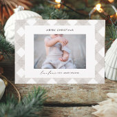 Buffalo tartan modern natuurlijk 1 fotoKerstmis Feestdagenkaart