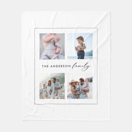 Buffalo tartan modern natuurlijk 4-fotokerstfeest  fleece deken (Voorkant)