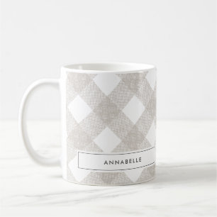 Buffalo tartan modern natuurlijk beige gepersonali koffiemok