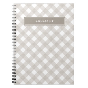 Buffalo tartan modern natuurlijk beige gepersonali notitieboek