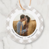 Buffalo tartan moderne natuurfoto Kerstmis Bedankjes Labels (Voorkant)