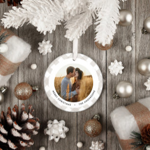 Buffalo tartan moderne natuurfoto Kerstmis Keramisch Ornament