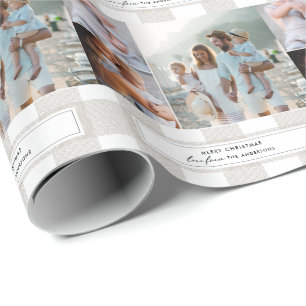 Buffalo tartan moderne natuurlijke 3-fotokerst cadeaupapier