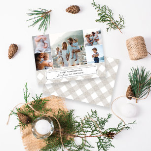 Buffalo tartan moderne natuurlijke 5 foto-Thanksgi Feestdagenkaart