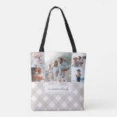 Buffalo tartan moderne natuurlijke 5-fotokerstmis tote bag (Achterkant)