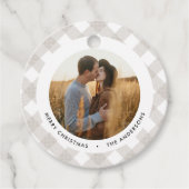 Buffalo tartan moderne natuurlijke foto Kerstmis Bedankjes Labels (Voorkant)