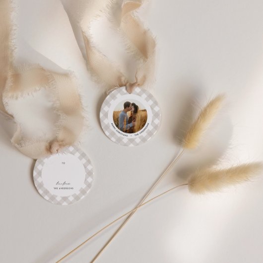 Buffalo tartan moderne natuurlijke foto Kerstmis Bedankjes Labels