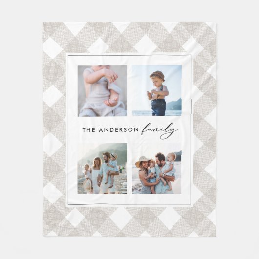 Buffalo tartan moderne natuurlijke vierfotokerst fleece deken (Voorkant)