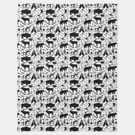 Buffalo Tepee Beer Deer Arrows Fox en Tomahawks Fleece Deken