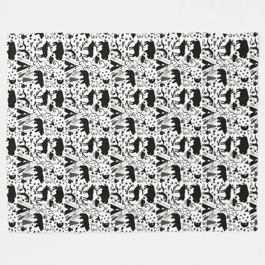 Buffalo Tepee Beer Deer Arrows Fox en Tomahawks Fleece Deken (Voorkant (Horizontaal))