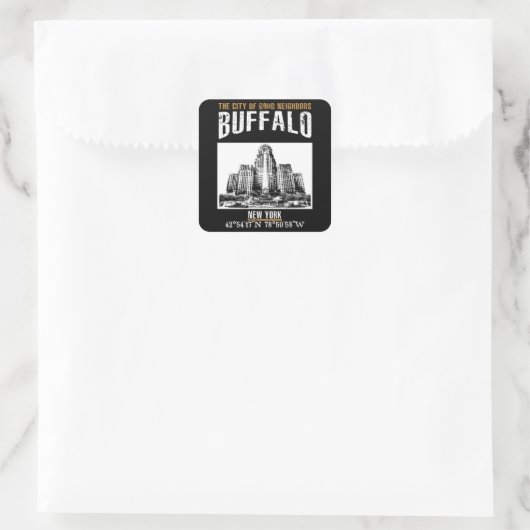 Buffalo Vierkante Sticker (Tas)