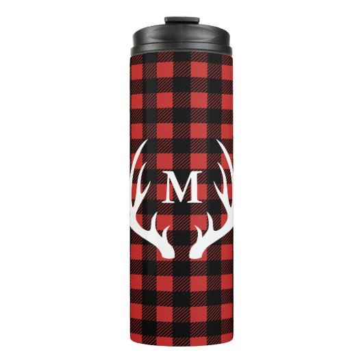 Buffalo vinnen en Initiaal van White Deer Antlers Thermosbeker (Voorkant)