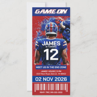 Buffalo Voetbalticket Verjaardagsuitnodiging