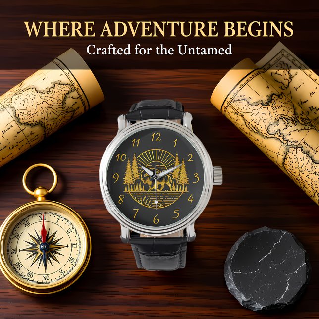 Buffalo Walking bij de rivier bij zonsondergang Horloge (Creator heeft geüpload)