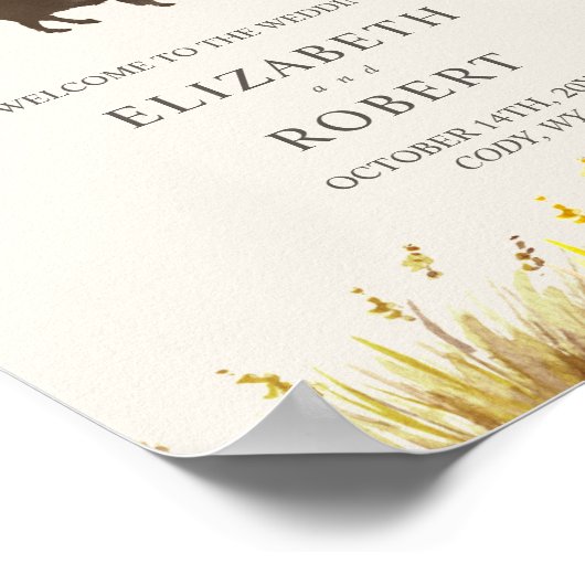 Buffalo Waterverf Ranch Bison Herfst herfst bruilo Poster (Hoek)