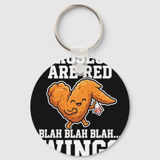 Buffalo Wings Kip Rozen Zijn Rood Grappige Dag Vle Sleutelhanger (Voorkant)