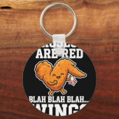 Buffalo Wings Kip Rozen Zijn Rood Grappige Dag Vle Sleutelhanger (Voorkant)