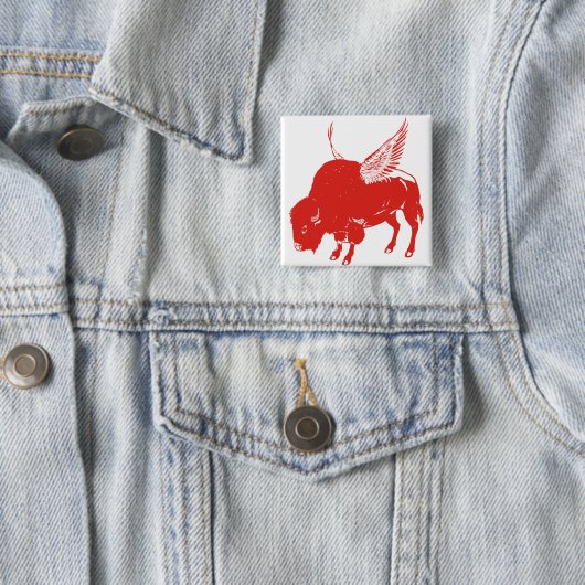 Buffalo Wings Vierkante Button 5,1 Cm (In situ)