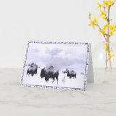 Buffalo Winter Scene Wenskaart Kaart (Gele Bloem)