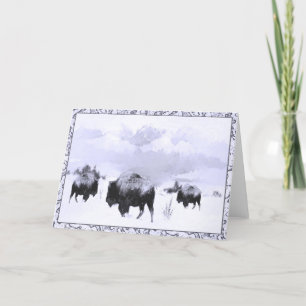 Buffalo Winter Scene Wenskaart Kaart