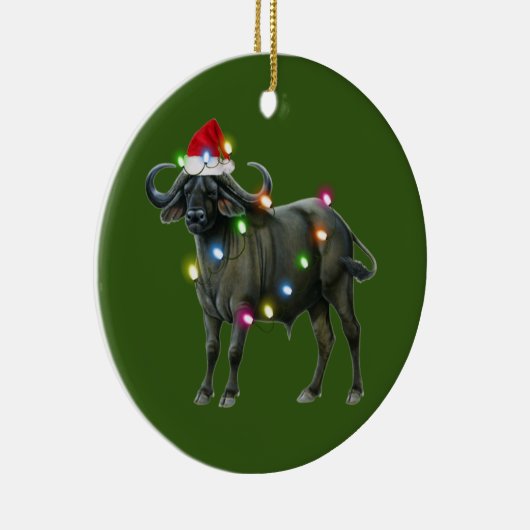 Buffalo With Hat Lights Christmas Keramisch Ornament (Rechts)