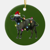 Buffalo With Hat Lights Christmas Keramisch Ornament (Voorkant)