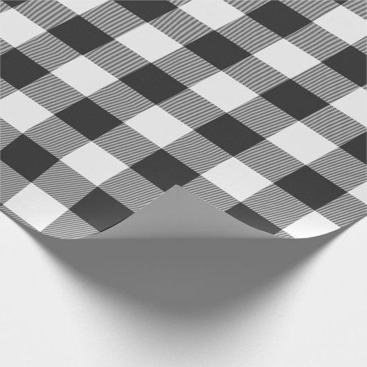 Buffalo Witte en zwarte vierkantjes geplakt Cadeaupapier (Hoek)