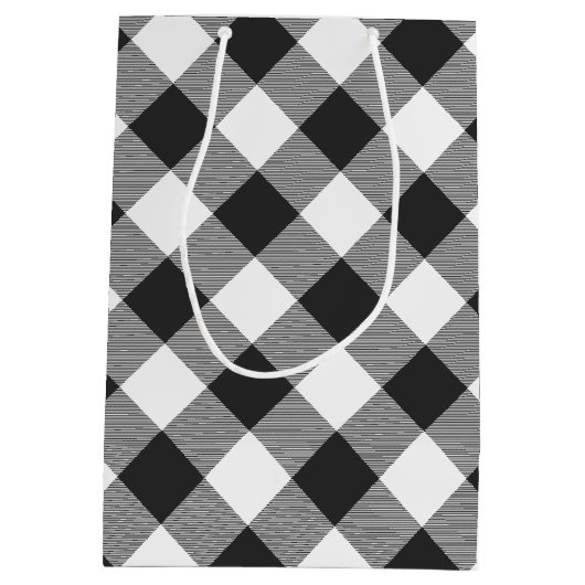 Buffalo Witte en zwarte vierkantjes geplakt Medium Cadeauzakje (Achterkant)